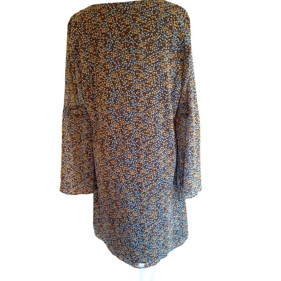 Cabi Poise Dress Long Bell Sleeve Navy Small Floral Print Dress Sz M - Picture 3 of 8